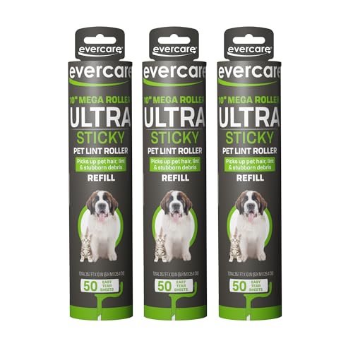 Evercare Pack of 3 AllPurpose Pet Mega Oversized Lint Roller Refills 50 Sheets Each